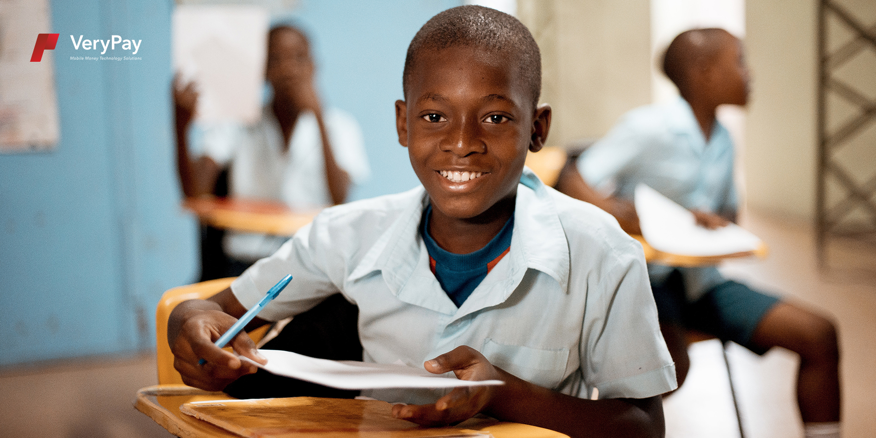 Boy learning in school